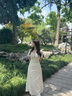 爾山集連衣裙夏季法式小眾碎花氣質(zhì)連衣裙女裝新款收腰顯瘦遮肚長裙子 米白色 S 曬單實(shí)拍圖