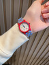歌莉侑（GCCLIYO）手表女學(xué)生高中女生高顏值可愛(ài)小清新初中生石英腕表女孩生日禮物 藍帶白紅框 曬單實(shí)拍圖