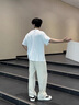 牧唯韓系風(fēng)亨利領(lǐng)短袖男t恤夏季休閑寬松肌理上衣純色高級(jí)慵懶感體恤 白色 XL [建議125-145斤] 曬單實(shí)拍圖