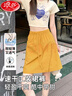 浪莎短褲夏季女裙褲2025年新款運動(dòng)速干工裝褲休閑五分褲A字半身裙 桑葚紫【五分裙褲】 L 【推薦111-120斤】 曬單實(shí)拍圖