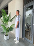 美羅邦 MELOBAN男士短袖長(zhǎng)褲兩件套夏季薄款潮流搭配帥氣運(yùn)動(dòng)冰絲休閑拼接套裝潮 G67白色 2XL 參考145-160斤左右 曬單實(shí)拍圖