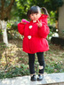 G.DUCKKIDS小黃鴨兒童棉服秋冬加厚女童棉襖0-3歲嬰兒衣服寶寶棉衣加絨外套 紅色 90 尺碼1~2歲【 80-90cm】 曬單實(shí)拍圖