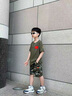 G.DUCKKIDS男童夏裝迷彩套裝軍綠色短袖2025新款兒童演出服男孩時髦潮酷 綠色 130 cm 曬單實拍圖