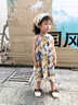 迪士尼女童吊帶連衣裙夏季2024新款兒童背心裙棉布洋氣寶寶碎花公主裙子 綠色 130 曬單實拍圖