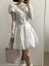 詩丹蕊初戀感白色蓬蓬裙小個子穿搭蕾絲拼接收腰短款泡泡袖連衣裙女夏季 白色花邊連衣裙 均碼 【可備注碼數(shù)】 曬單實拍圖