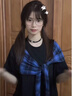 美式學(xué)院風(fēng)蝴蝶結(jié)綁帶潮流短袖T恤女夏季慵懶風(fēng)寬松設(shè)計感上衣服 黑藍 M 曬單實拍圖