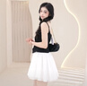 UR2025夏季新款女裝設(shè)計(jì)感撞色拼接吊帶連衣裙UWG750090 黑色 S 曬單實(shí)拍圖