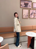 clotho Rennie品牌女裝風衣女中長款2025春秋新款韓版寬松百搭休閑連帽工裝大衣 米白色 M 曬單實拍圖