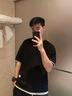 安初夏假兩件短袖t恤男微胖穿搭高級(jí)感套裝搭配夏季大碼冰絲彎刀褲子 兩件套【黑色T恤+米白色彎刀褲】 XL 135-150斤可穿 曬單實(shí)拍圖