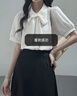 伯德小姐白色蝴蝶結(jié)襯衫女夏季設(shè)計(jì)感系帶短袖上衣氣質(zhì)通勤職業(yè)白領(lǐng)襯衣 曬單實(shí)拍圖