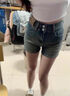 冶芷復(fù)古藏肉牛仔短褲女2025夏季彈力小個(gè)子梨形身材a字熱褲 復(fù)古高腰牛仔短褲黃泥色 L 曬單實(shí)拍圖