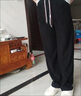 啄木鳥(niǎo)窄版闊腿褲女2025秋夏季薄款高腰潮流運動(dòng)褲顯瘦休閑直筒女士褲子 【春夏款】黑色 【面料】 2XL 建議130-145斤穿 曬單實(shí)拍圖