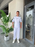 美羅邦 MELOBAN男士短袖長(zhǎng)褲兩件套夏季薄款潮流搭配帥氣運(yùn)動(dòng)冰絲休閑拼接套裝潮 G67白色 2XL 參考145-160斤左右 曬單實(shí)拍圖
