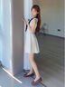 棉致法式甜美v領(lǐng)收腰連衣裙女2025夏季小香風(fēng)荷葉邊無(wú)袖氣質(zhì)a字裙子 杏色連衣裙（短款） S 曬單實(shí)拍圖