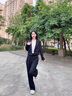 沐依琳時(shí)尚休閑褲女裝套裝2025秋季季新款氣質(zhì)顯瘦減齡西服褲兩件套 黑色上衣+褲子[兩件套] L 【建議100-120】 曬單實(shí)拍圖