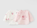 童泰新生兒半背衣嬰兒衣服純棉四季0-3月寶寶上衣滿(mǎn)月服2件裝 粉色 52 曬單實(shí)拍圖