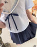 小野七天jk制服裙全套裝正版原創(chuàng)襯衫水手服日系少女學(xué)院風(fēng)寬松百搭上衣女 短袖上衣+39紺色裙 送領(lǐng)結(jié) M 曬單實拍圖