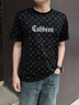 卡賓（CABBEEN）【純棉】新疆長絨棉短袖T恤男2024夏季新款老花滿印潮牌上衣 煤黑色01 L /175/50 曬單實拍圖