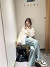 NICEBAD【官方正品】(原WORKSOUT)彩色波點小香風(fēng)外套潮流時尚 米白色(羽絨版) 常規(guī) S 曬單實拍圖