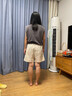 婧麒（JOYNCLEON）孕婦短褲夏薄款外穿無(wú)托腹闊腿褲五分2025新款休閑中褲孕婦裝 奶杏色 L 曬單實(shí)拍圖