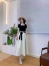 燕潯連衣裙女夏季2025新款女裝簡(jiǎn)約氣質(zhì)百搭高腰顯瘦短袖套裝裙子女 米白色套裝裙 S 建議85-100斤 曬單實(shí)拍圖