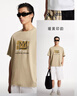 杰克·瓊斯（JACK&JONES）男裝25年涼感重磅短袖T恤男士夏季潮流寬松休閑圓領(lǐng)BSQ聯(lián)名半袖t E13黃卡其 L 曬單實(shí)拍圖