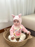 優(yōu)奇嬰兒衣服春秋款寶寶連體衣秋裝可愛超萌長袖哈衣爬服外出新款a類 粉色 66cm 曬單實(shí)拍圖