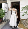 VEROMODA連衣裙2025夏季新款含棉交叉綁帶立體捏褶花苞裙32527A029 本白色 M 曬單實拍圖