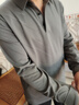 羅蒙（ROMON）高端男士t恤長袖夏季薄款中老年人冰絲爸爸夏裝polo 衫速干上衣服 灰色 L 【115-130斤】 曬單實拍圖