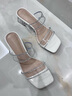 他她（TATA）法式透明底高跟拖鞋女外穿氣質(zhì)涼拖2025秋季新款 透明/銀(白色底) 39 曬單實(shí)拍圖