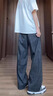 卡圖弛美式cleanfit格子休閑褲子男夏季薄款寬松垂墜感慵懶風(fēng)直筒闊腿褲 灰色 XL 曬單實(shí)拍圖