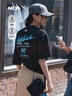 MLB官方 男女情侶百搭休閑舒適街頭海岸時(shí)尚T恤25夏季新款TSB06 紐約洋基隊(duì)/黑色 S 曬單實(shí)拍圖