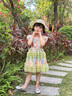 G.DUCK KIDS小黃鴨童裝洛麗塔公主裙夏季薄款飛袖兒童連衣裙0-3歲女寶寶裙子 綠色裙子+帽子 100 建議2~3歲（ 90-100cm） 曬單實(shí)拍圖