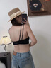 糖粒大碼胖mm細肩帶吊帶美背背心式內衣女大胸顯小胸運動(dòng)薄款文胸罩 斬女黑【穩固上托】 80F G 曬單實(shí)拍圖