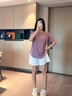 范斯蒂克（vansydical）跑步運動套裝女夏季修身晨跑速干透氣專業(yè)健身訓練氣質顯瘦瑜伽服 淺紫兩件套 TC60058 XXL(女款建議：135-150斤) 曬單實拍圖