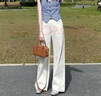 歐若婷雅休閑褲女士夏季衣服新款女裝無袖闊腿褲子女2025牛仔套裝女兩件套 長褲套裝 S 曬單實(shí)拍圖