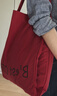小眾字母印花帆布包韓系少女春夏奶油色系大容量布袋大學(xué)生上課包 紅色 曬單實(shí)拍圖
