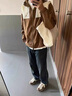 SUSTYLE高端奢侈品男裝高檔牛仔褲男2025春秋美式復古水洗寬松直筒休閑褲 復古藍 加絨 33 曬單實(shí)拍圖