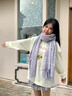 啄木鳥(niǎo)紫色格子圍巾女冬季2025新款針織毛線(xiàn)保暖百搭感圍脖披肩韓版 紫色 曬單實(shí)拍圖