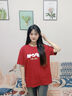 真維斯（Jeanswest）純棉短袖T恤女新款夏季寬松大碼顯瘦女裝設計感上衣JR 車(chē)厘子紅8200 XL 曬單實(shí)拍圖