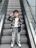 G.DUCKKIDS兒童裝男童春裝襯衫外套春秋款2025新款中大童春季男孩格子襯衣潮 黑色 160 cm 曬單實(shí)拍圖