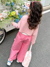 迪士尼（Disney）童裝女童套裝春秋2025新款兒童衣服女孩立體蝴蝶結工裝褲時尚氣質 粉色 90 建議1~2歲（80-90cm） 曬單實拍圖