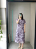 MsShe【新中式國風(fēng)印花旗袍】大碼女裝2025夏裝胖mm開(kāi)叉連衣裙子 桔梗紫色現貨 2XL 曬單實(shí)拍圖