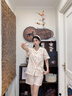 浪莎100%純棉睡衣女款夏2025新款短袖寬松簡(jiǎn)約家居服三件套可外穿 77728櫻花粉【100%純棉三件套】 M 建議80-100斤 曬單實(shí)拍圖