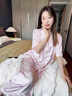 VENTIONkitty綢緞?wù)娼z睡衣女甜美少女公主桑蠶絲家居服送閨蜜生日禮物 蕾絲kitty【短袖三件套】 M 曬單實(shí)拍圖