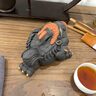 璽翰雅（ROYHOYE）宜興紫砂三足金蟾蜍純手工鴻運當頭茶道擺件可養(yǎng)描金金蟾茶寵收藏 大款 曬單實拍圖
