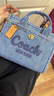 蔻馳（COACH）新款女士CARGO 26號丹寧款牛皮革托特包斜挎包通勤女包 B4/靛藍色 曬單實拍圖