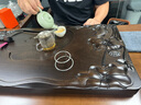 熱道（HOT WAY）整塊烏檀木茶盤功夫茶具實木茶臺茶托排水式茶盤 家用簡約茶臺 荷花魚80*40*4.5 曬單實拍圖