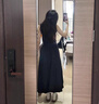 巧丂黑色赫本花苞裙褲女夏季薄款遮胯寬松大碼慵懶風(fēng)松緊腰休閑闊腿褲 黑色 L (建議111-125斤) 曬單實(shí)拍圖