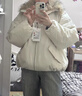 CHIC VEN 2025冬環(huán)保皮草拼接毛領(lǐng)派克服巴恩風(fēng)羽絨服斯拉夫外套女chicven 米白色 M 曬單實(shí)拍圖